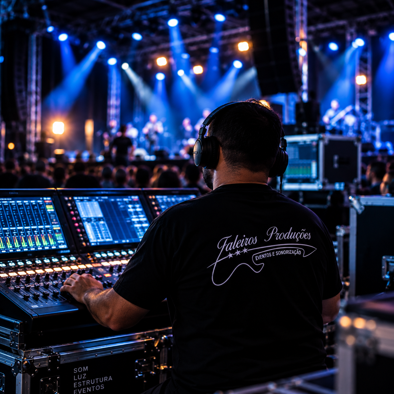 Operação técnica durante um evento