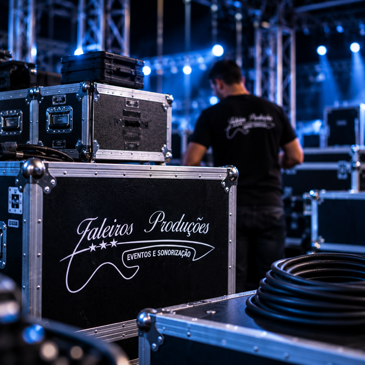 Preparação dos equipamentos para o evento